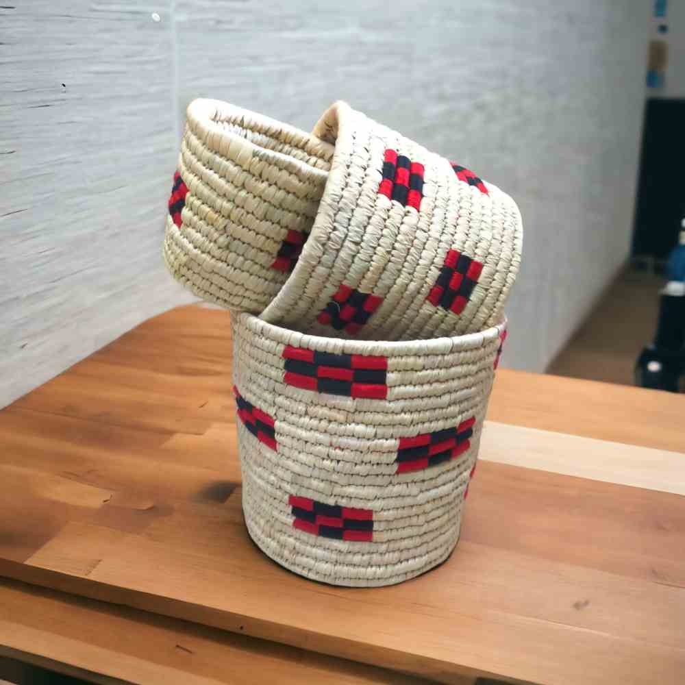 Pack of Three Geometric Shaped Sabai Grass Plant Holder